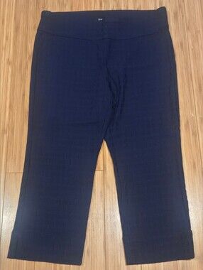 Roz & Ali Navy Textured Crop Pants